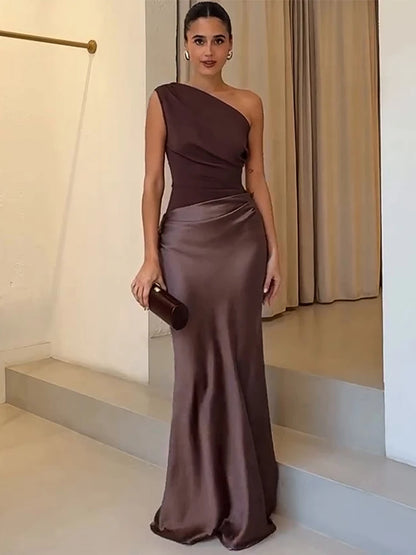 Luxury Ruched Satin Maxi Gown