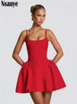 Elegant Red Sleeveless Mini Dress