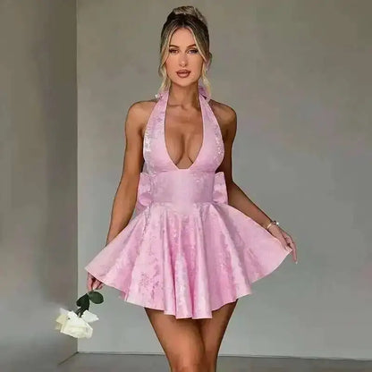 Townlike 2024 Jacquard Wrap Mini Dress for Women