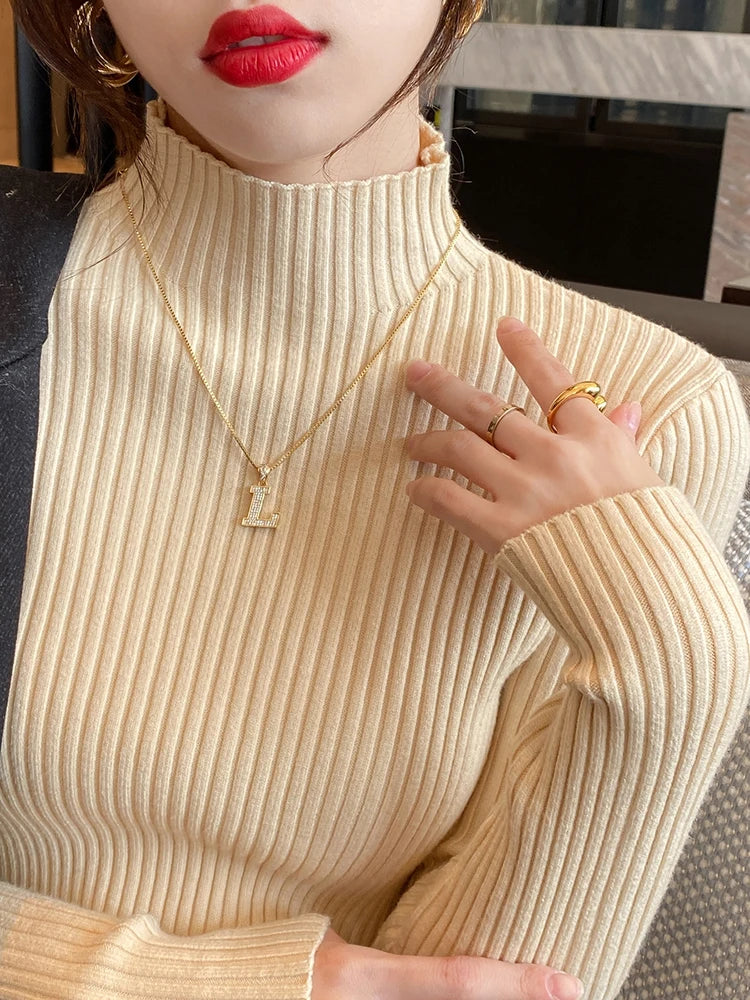 Casual Knit Turtleneck Sweater for Women