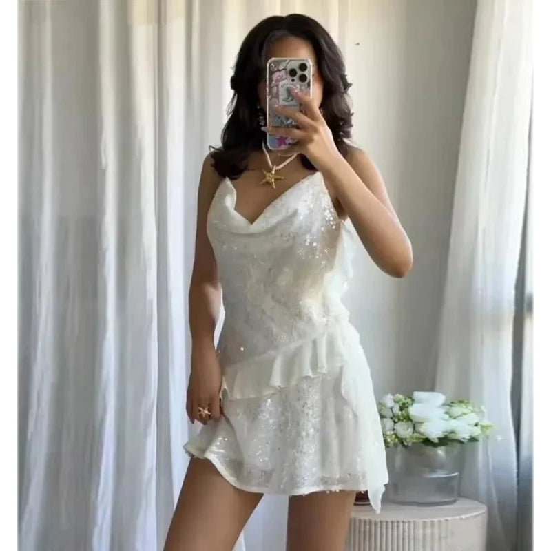 MUJER 2025 Sequin Mini Slip Dress for Women
