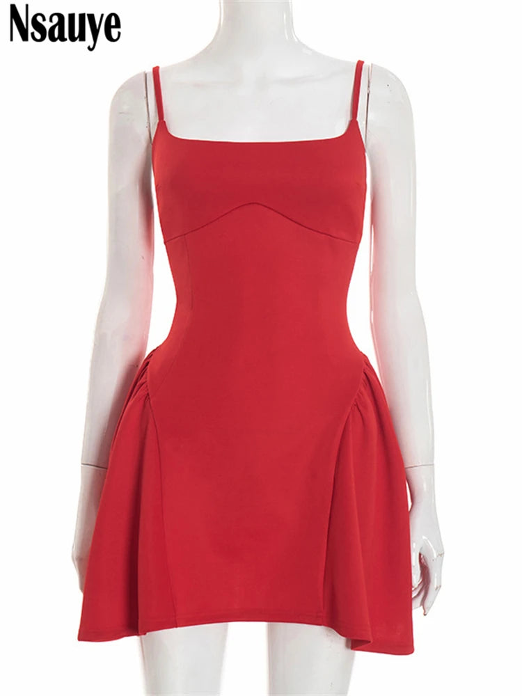 Elegant Red Sleeveless Mini Dress