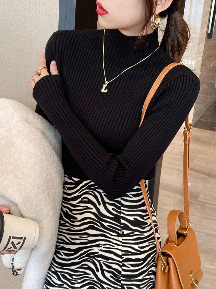 Casual Knit Turtleneck Sweater for Women