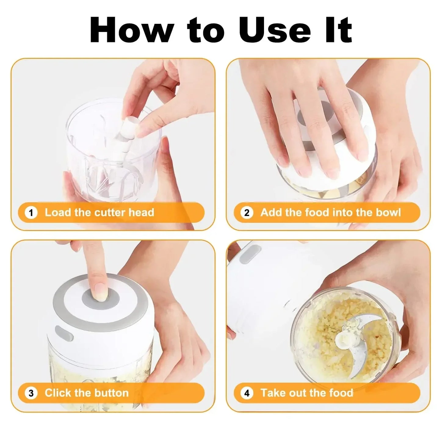 300ML USB Electric Garlic Chopper – Mini Food Crusher