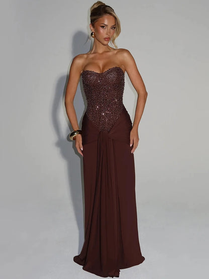Mozision Sparkling Maxi Dress for Parties