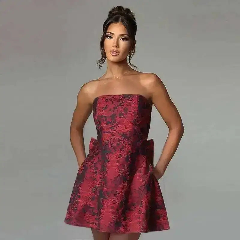 Townlike 2024 Jacquard Wrap Mini Dress for Women