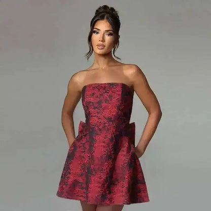 Townlike 2024 Jacquard Wrap Mini Dress for Women