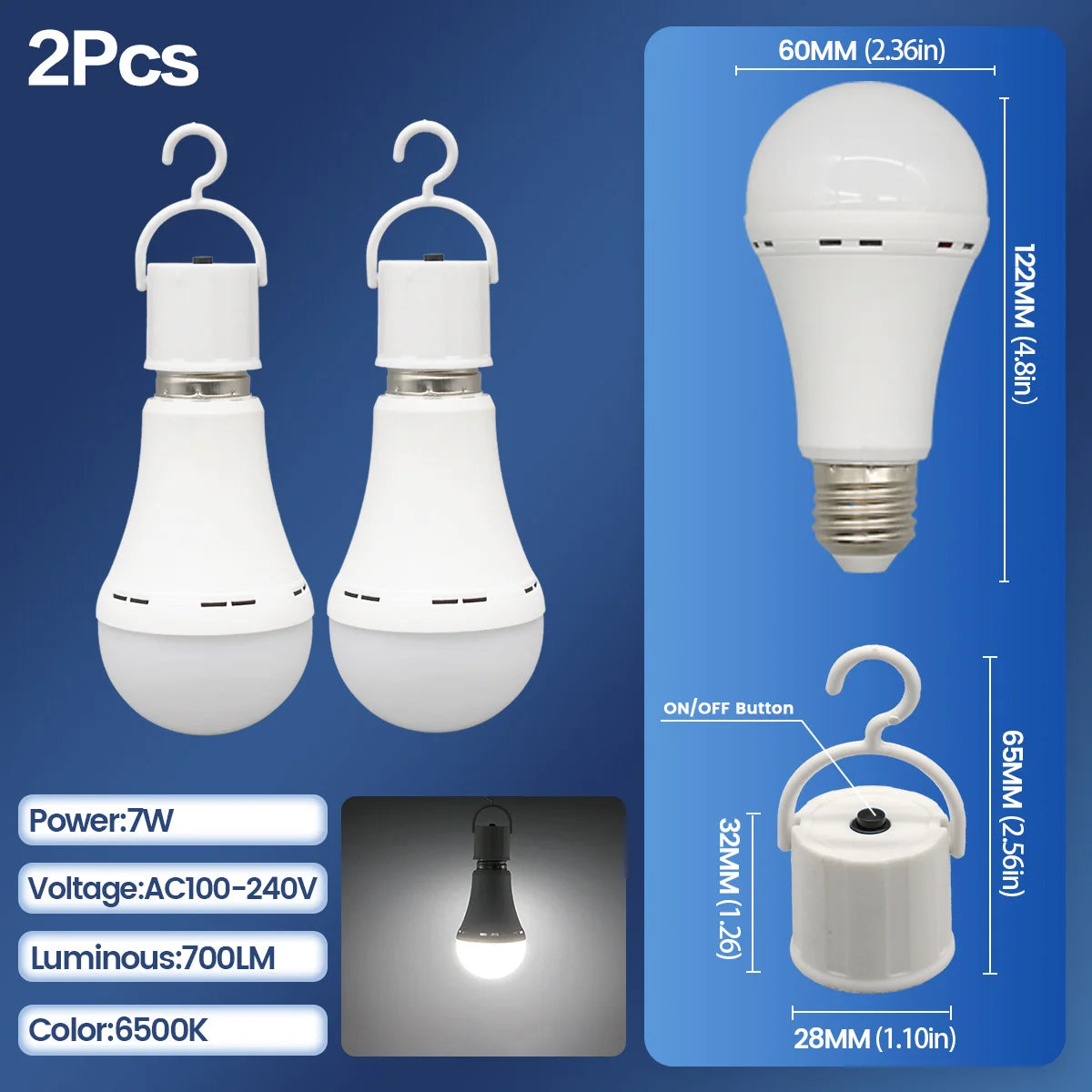 Rechargeable LED Emergency Bulb