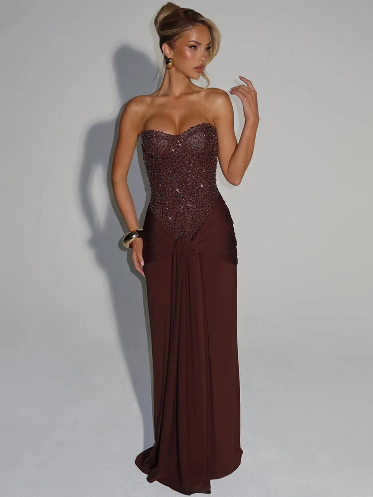 Mozision Sparkling Maxi Dress for Parties