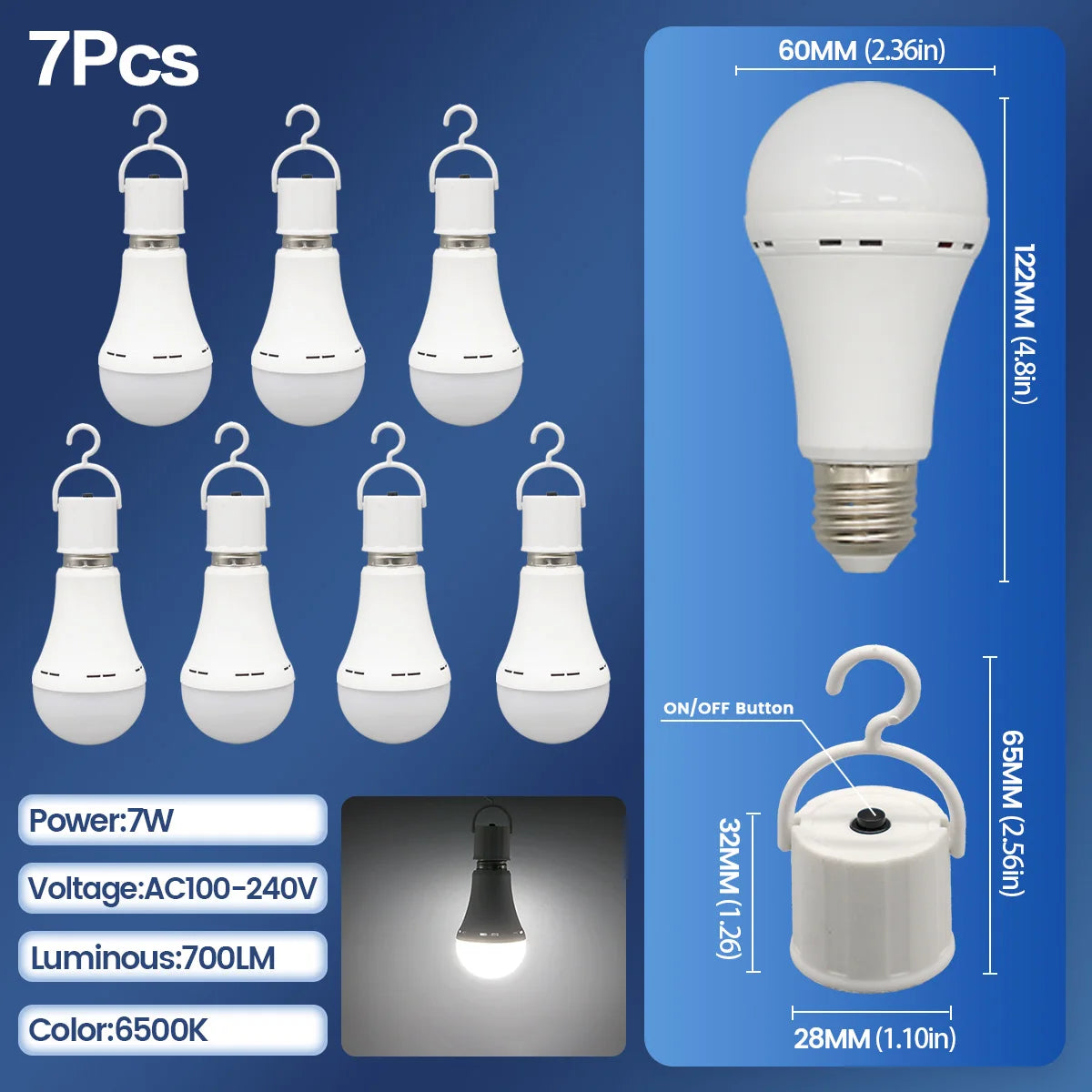 Rechargeable LED Emergency Bulb