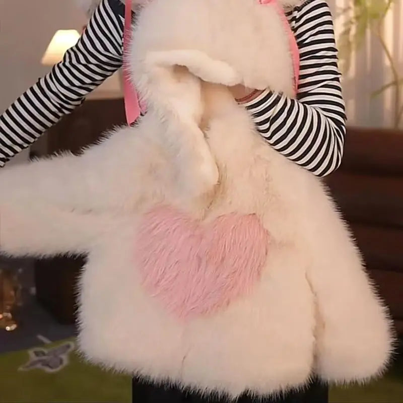 Kids Rabbit Ear Plush Coat