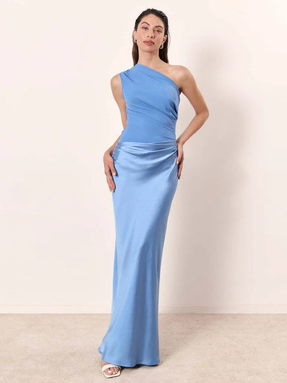 Luxury Ruched Satin Maxi Gown