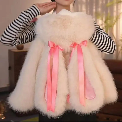 Kids Rabbit Ear Plush Coat