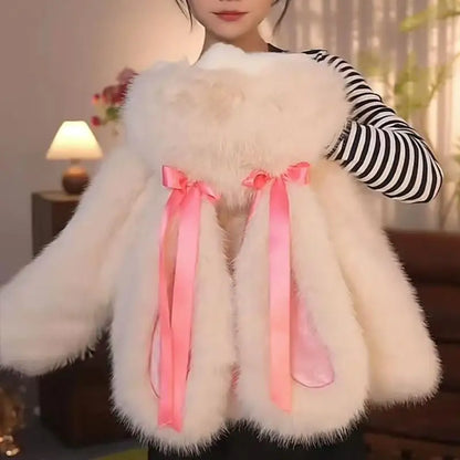 Kids Rabbit Ear Plush Coat