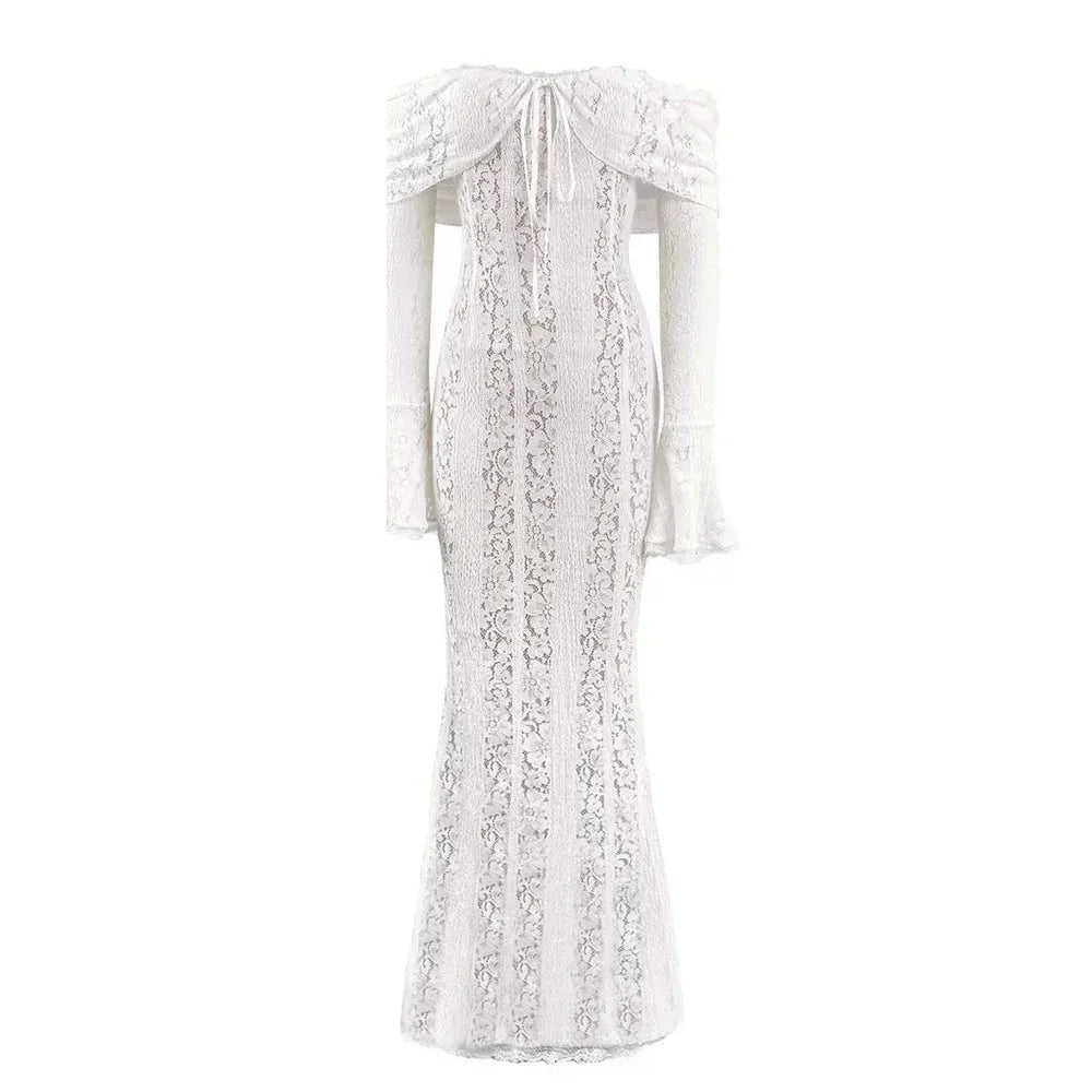 Timeless White Lace Off-Shoulder Maxi Dress