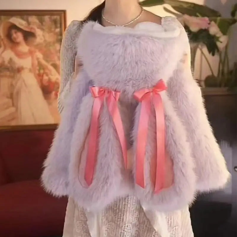 Kids Rabbit Ear Plush Coat