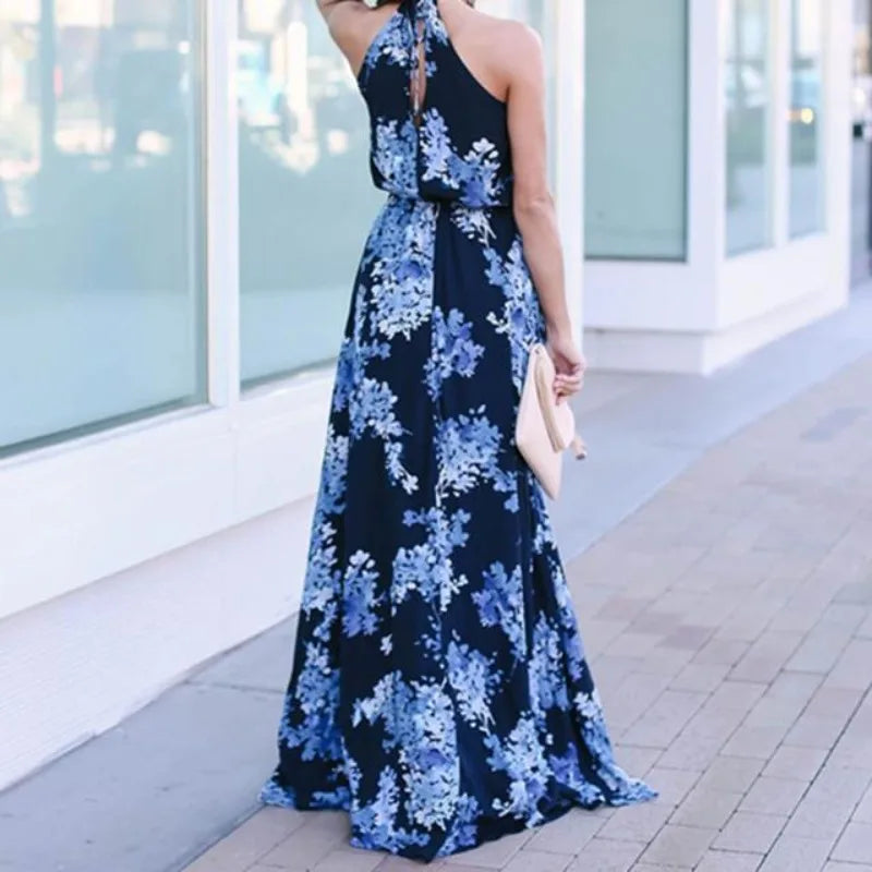 Street Style Printed Waist Maxi Dress