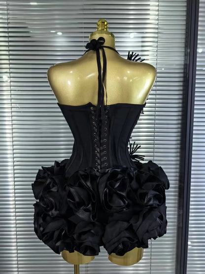 Women’s Halter Floral Two-Piece Mini Dress