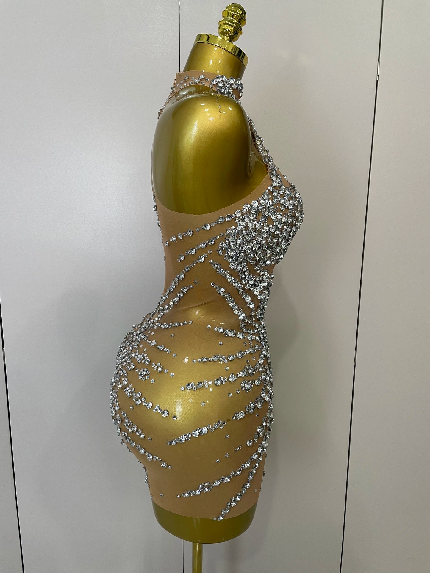 Sparkly Rhinestone Mesh Party Dress