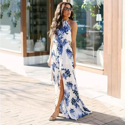 Street Style Printed Waist Maxi Dress