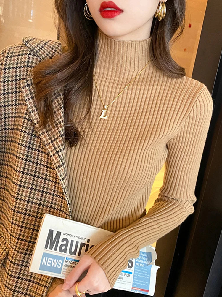 Casual Knit Turtleneck Sweater for Women