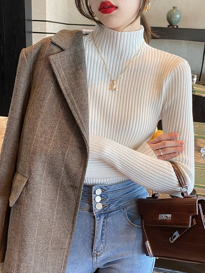 Casual Knit Turtleneck Sweater for Women
