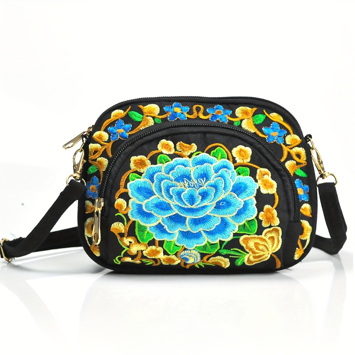 Floral Embroidered Crossbody Bag
