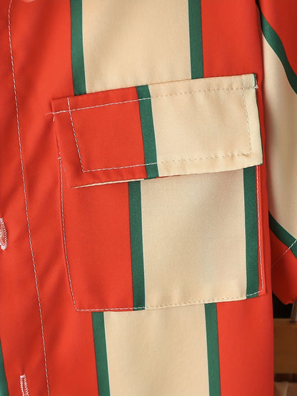 Boys Striped Shirt & Tailored Pocket Shorts Set