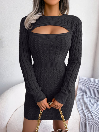Ribbed Knit Keyhole Dress