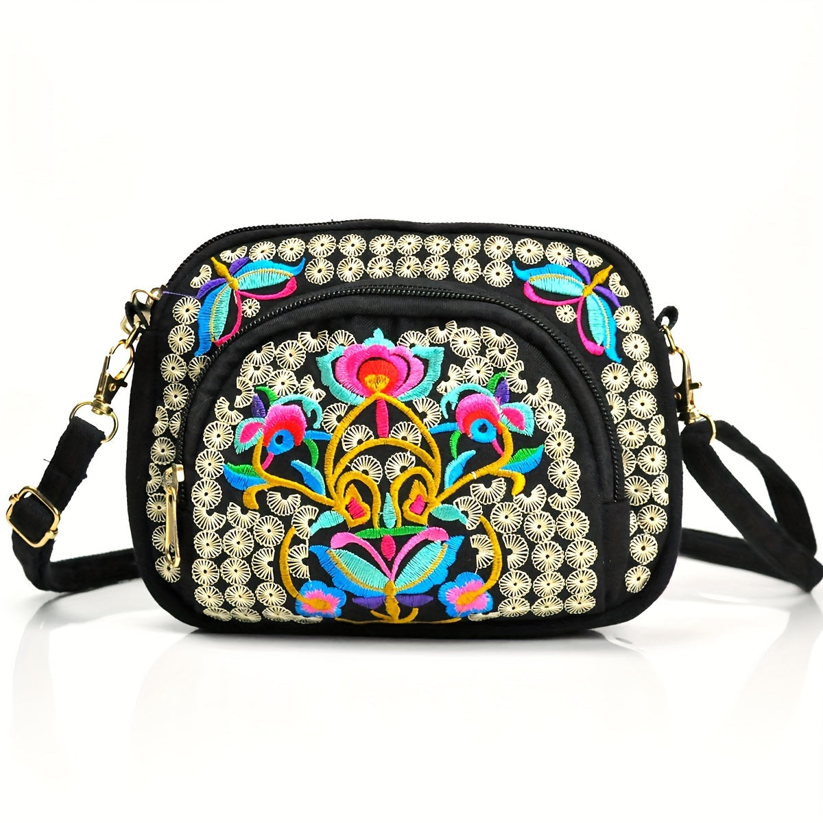Floral Embroidered Crossbody Bag