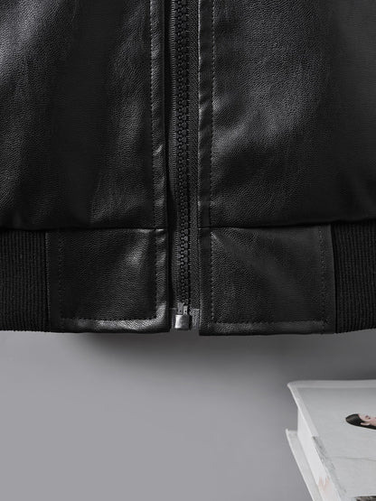 Boys Faux Leather Winter Jacket