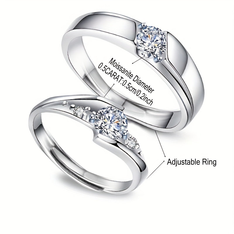 925 Silver Moissanite Couple Ring