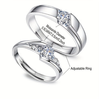 925 Silver Moissanite Couple Ring