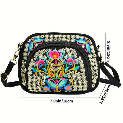 Floral Embroidered Crossbody Bag