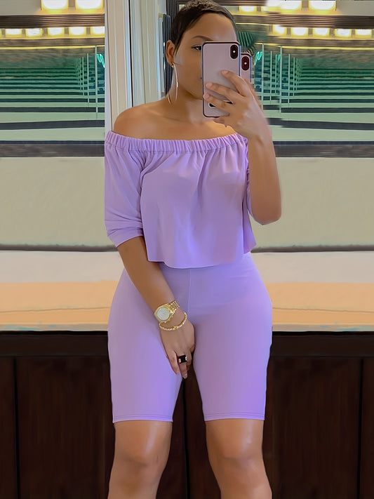 Women’s Sexy Off-Shoulder Top & Shorts Pantsuit