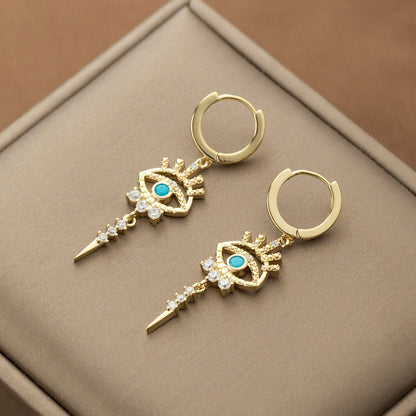 Copper-Inlaid Evil Eye Earrings