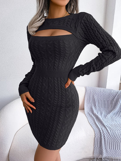 Ribbed Knit Keyhole Dress