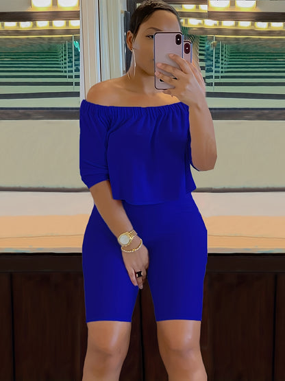 Women’s Sexy Off-Shoulder Top & Shorts Pantsuit