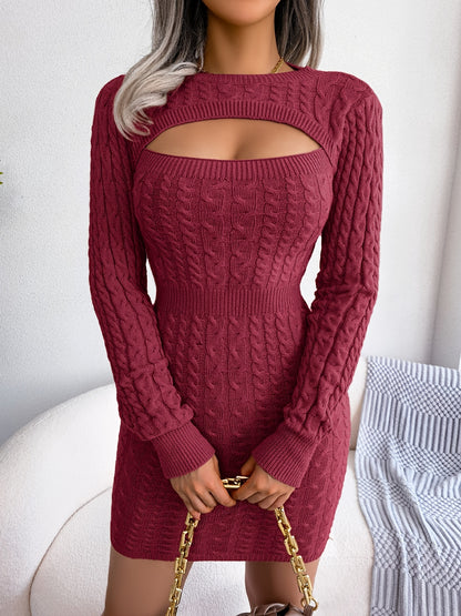 Ribbed Knit Keyhole Dress