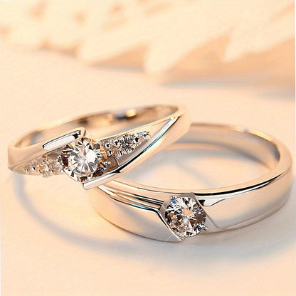925 Silver Moissanite Couple Ring