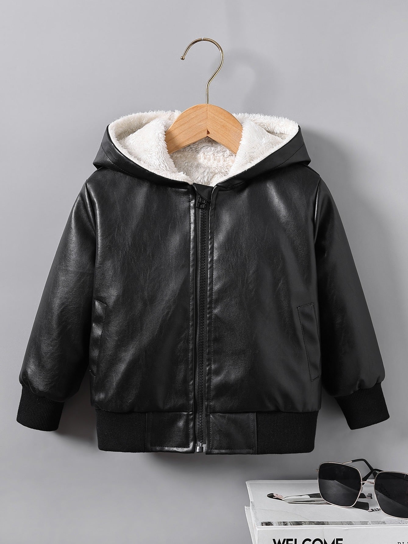 Boys Faux Leather Winter Jacket