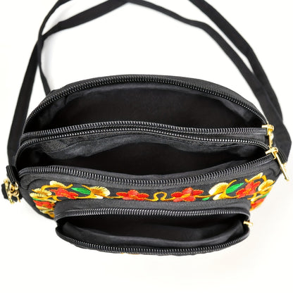 Floral Embroidered Crossbody Bag