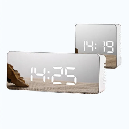 Digital LED Mirror Alarm Clock with Snooze Function.